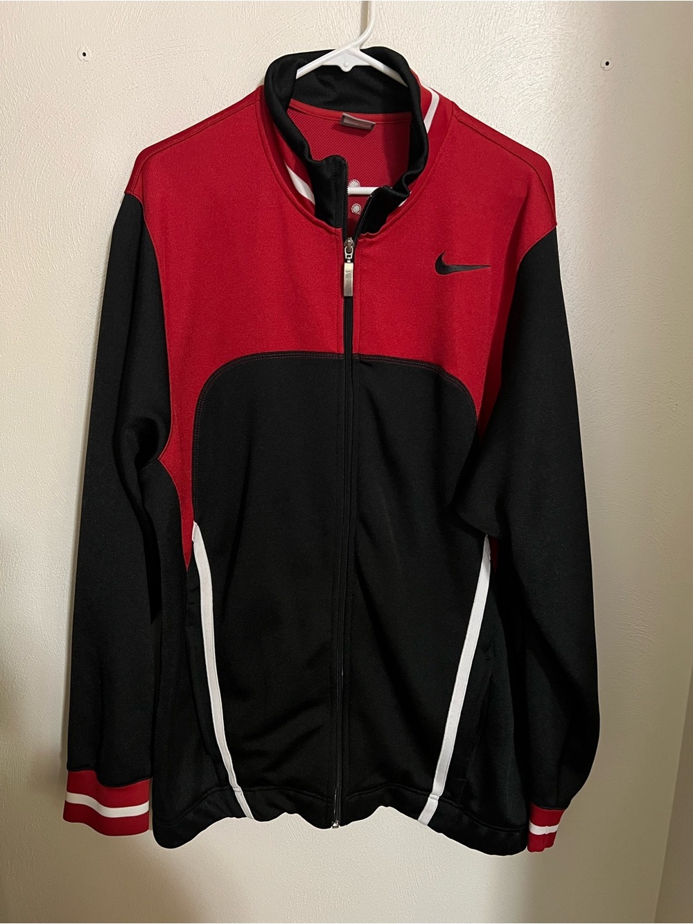NIKE Classic Y2K‎ Full Zip Athletic Activewear Warm Up Jacket Black Red Men's Lg